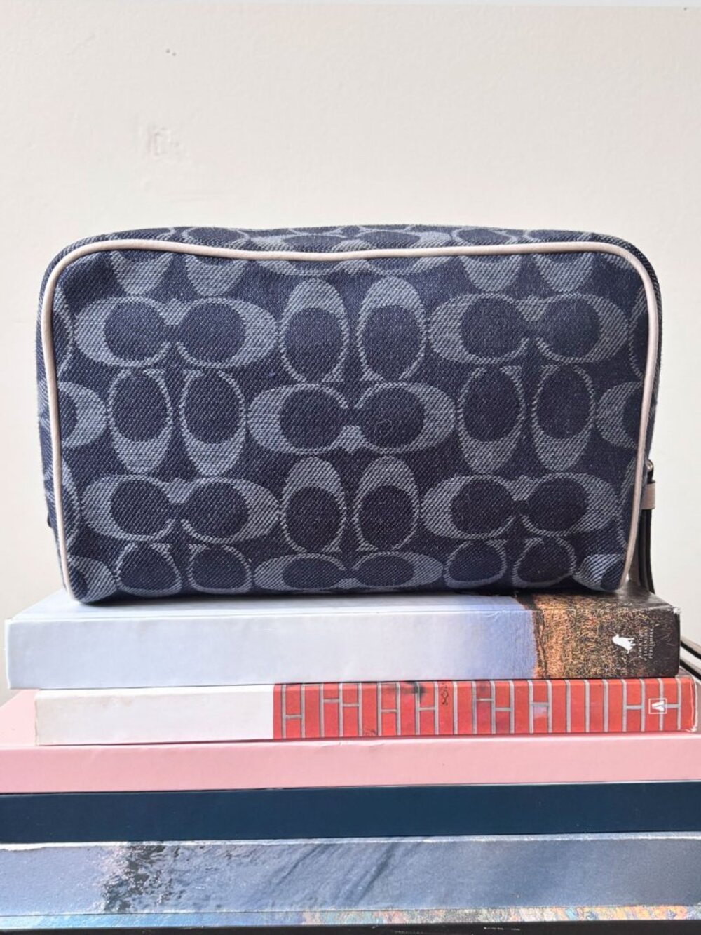 Coach Dempsey Boxy Cosmetic Case 20 Signature Denim Coach Patch - Sold Out - Picture 5 of 6